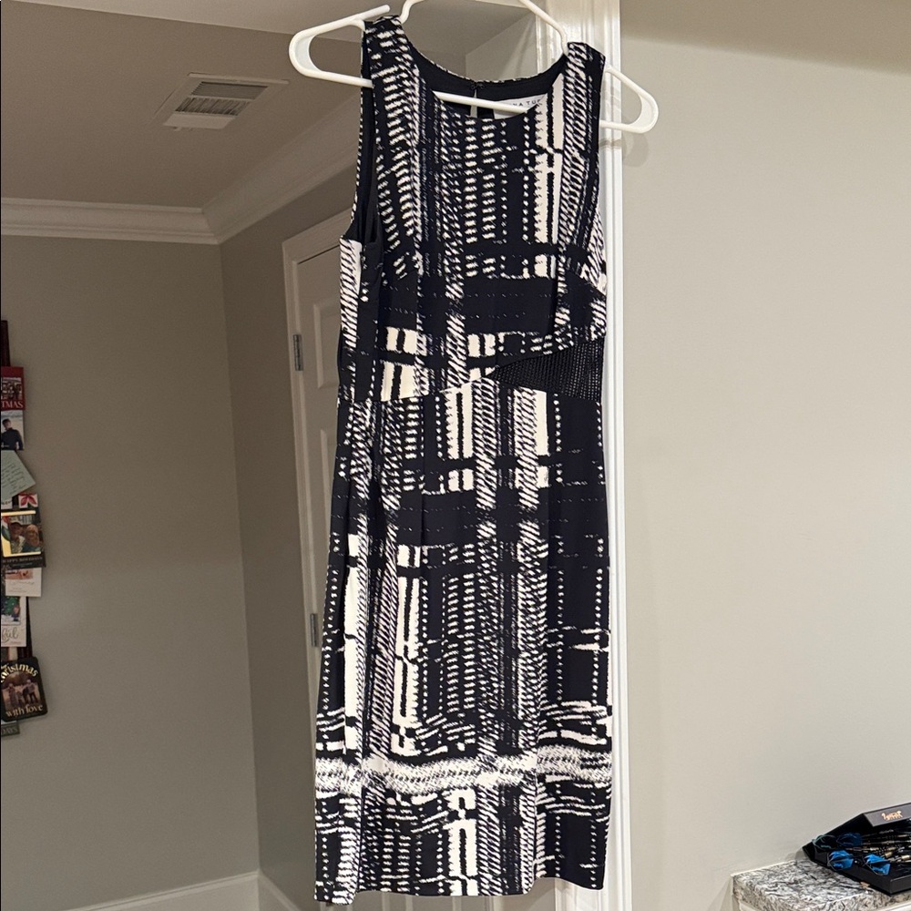 Trina Turk Black and White Geometric Midi Dress